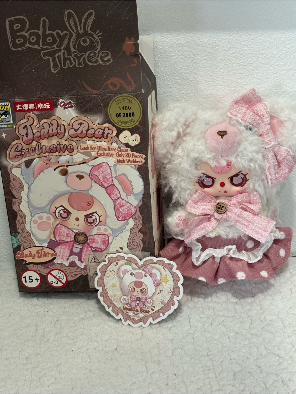 SDCC 2026 Exclusive Baby Three Teddy bear vanilla bear